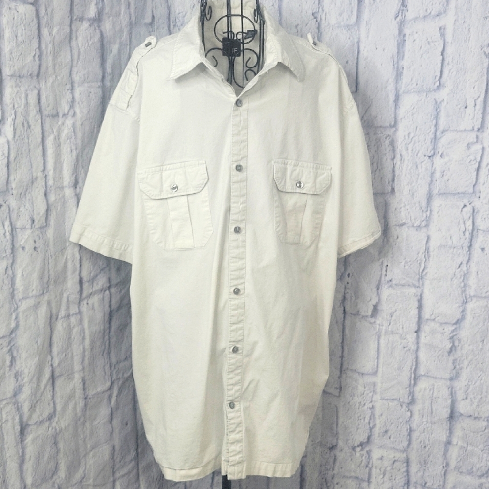 jf j.ferrar Men's‎ Casual White Button Down Shirt Size 2XL/XG
